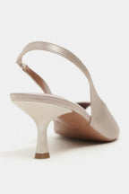 Aurelia Satin Peep-Toe Slingback Kitten Heels – Pearl Satin