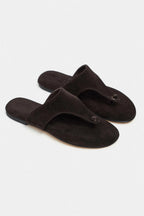 Ravello Handcrafted Genuine Leather Toe-Ring Sandals — Red Suede