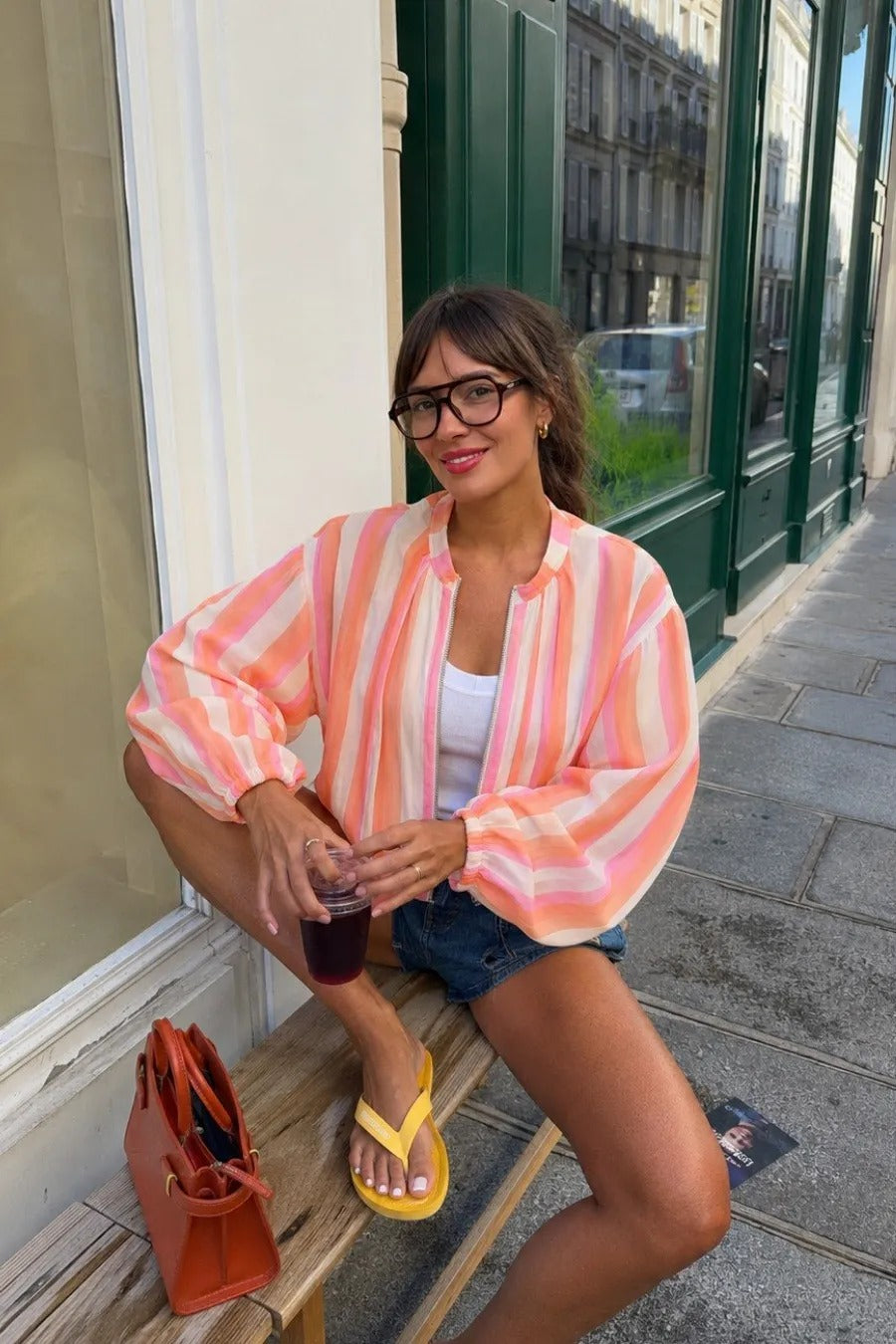 Alessia Striped Bomber Jacket
