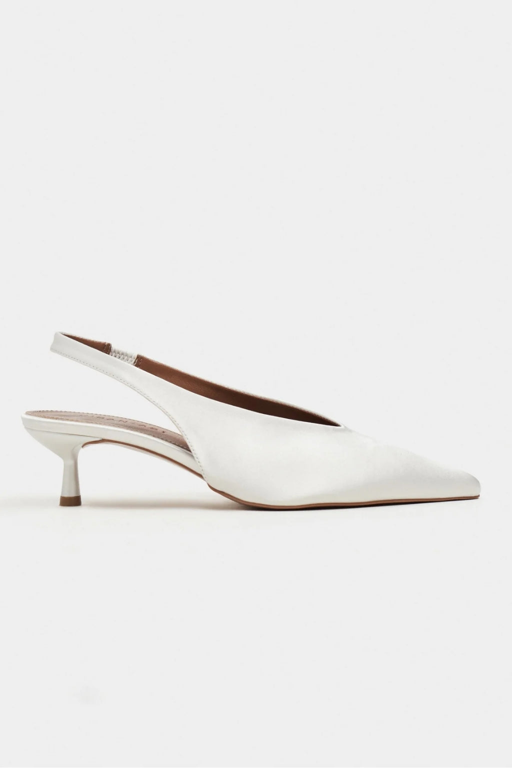 Wilson Pearl Satin Slingback Kitten Heels – Coffee