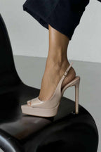 Heimdall Toka Detaylı 13 CM Platform Stiletto - Nude