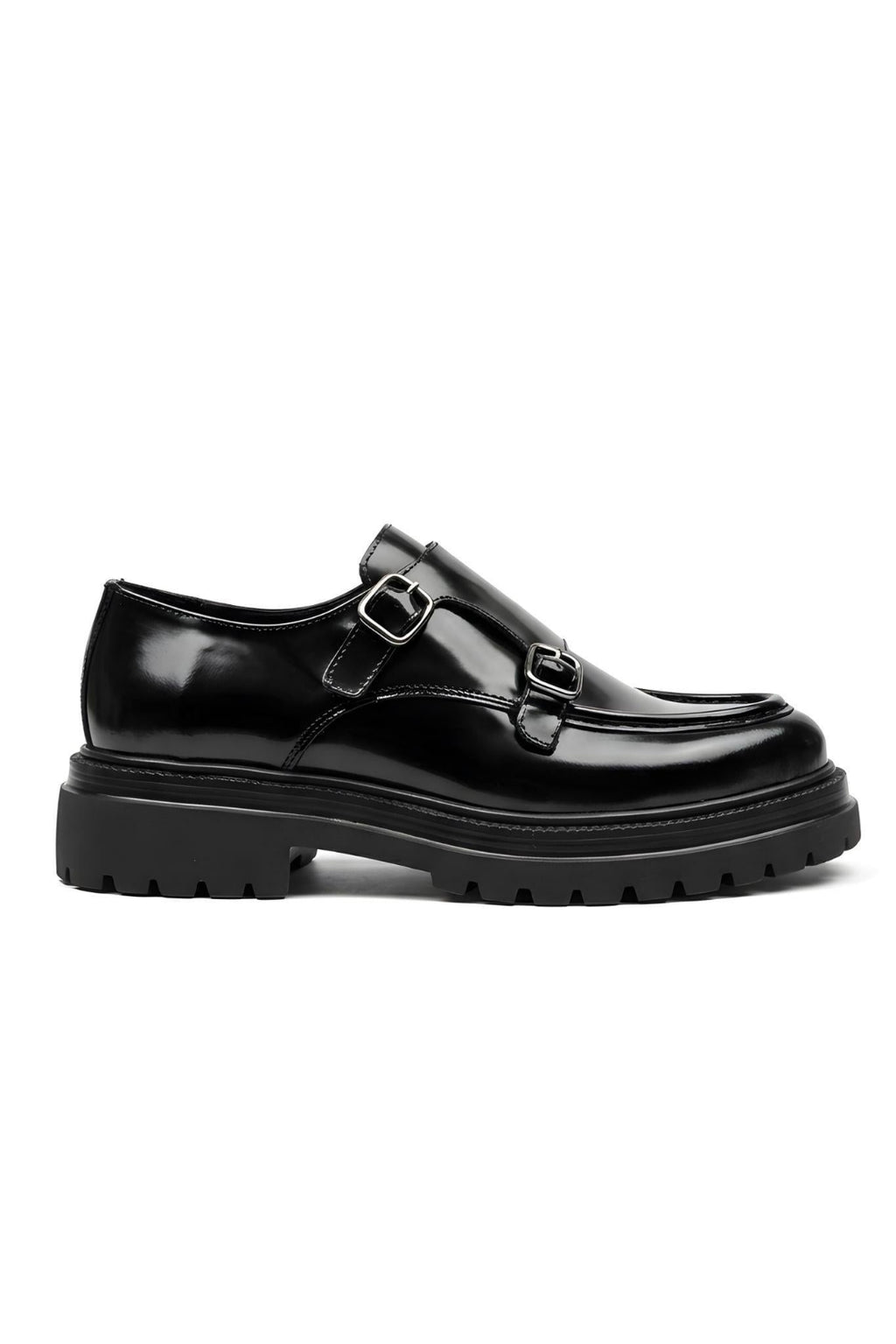 Black Patina Leather Double Monk Strap