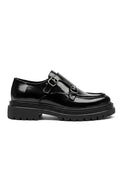 Black Patina Leather Double Monk Strap