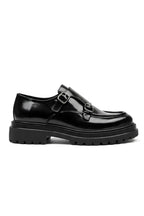 Black Patina Leather Double Monk Strap