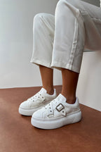 Zımba ve Toka Detaylı Kadın Platform Sneaker - Siyah