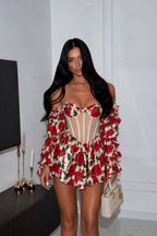 Odette Rose Corset Ruffle Mini Dress