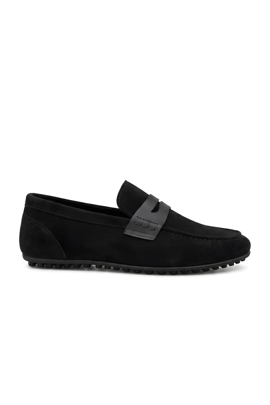 Black Genuine Suede Ultra Flexible Rubber Sole Loafer