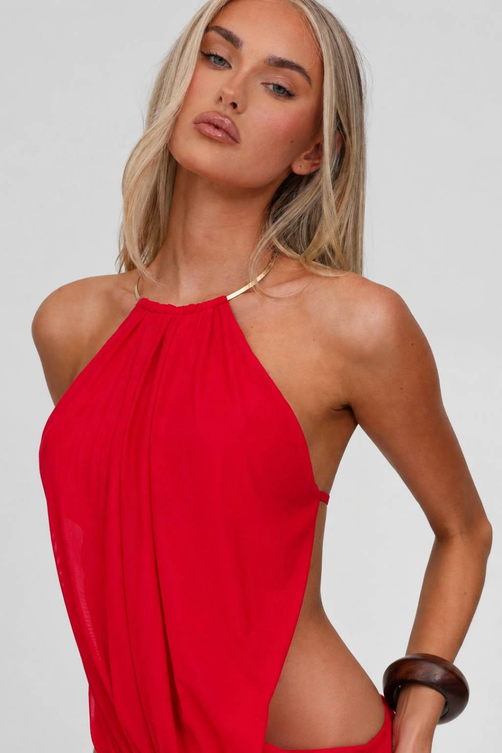 Alessia Sculpted Halter Mini Dress – White