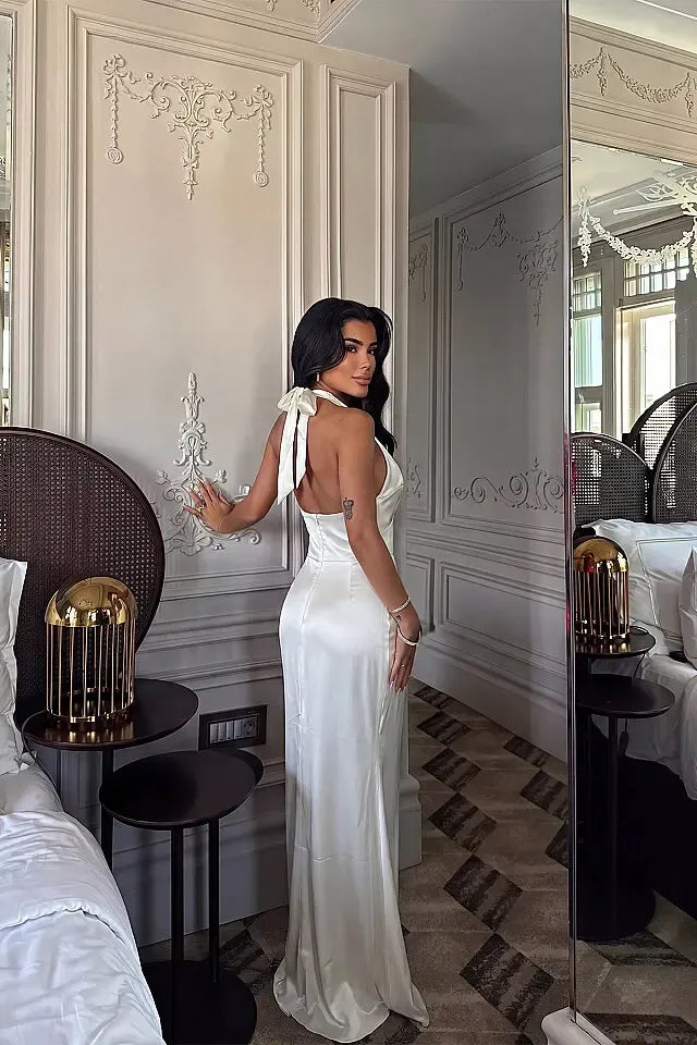 Sorevienne Halter Maxi Dress – White