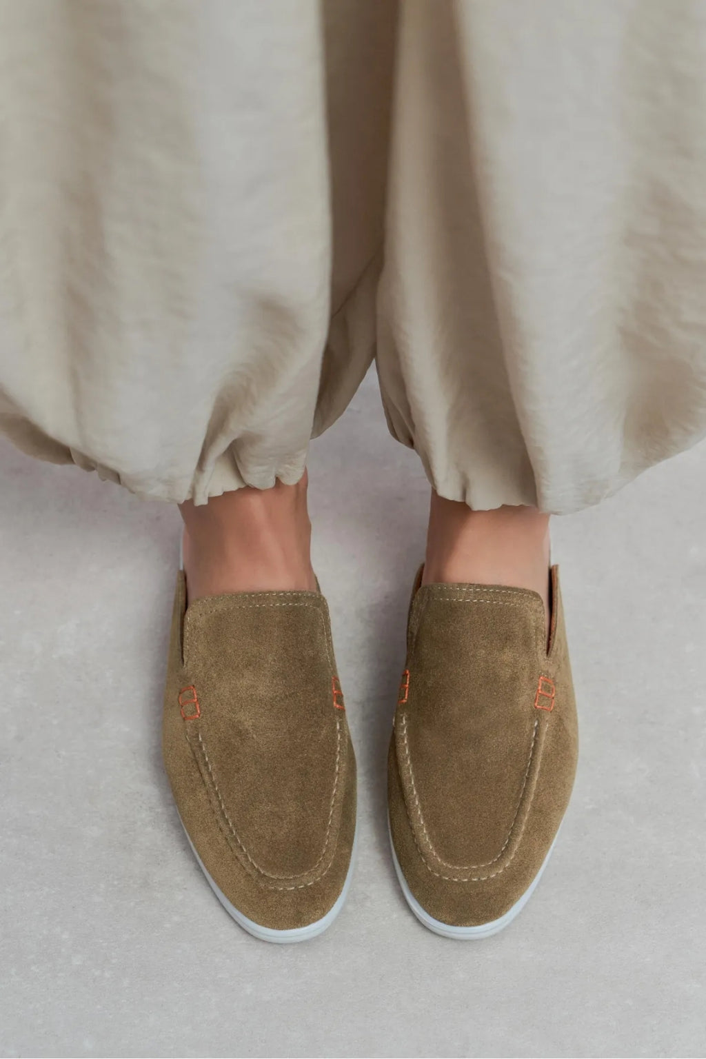 Sorrento – Handcrafted Genuine Suede Leather Mule Loafers – Navy Suede