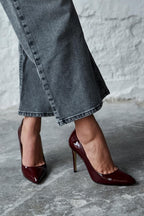 Sity Hakiki Deri Bordo Rugan Stiletto (10 CM)