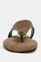Ravello Handcrafted Genuine Leather Toe-Ring Sandals — Red Suede