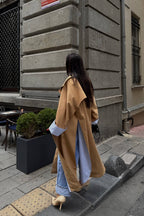 Sable Contrast Panel Trench Coat – Camel