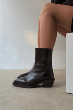 Arielle Short Western Boots – Black Croc