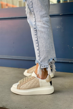 Waffle Sole Kapitone Kadın Sneaker Serisi - Siyah