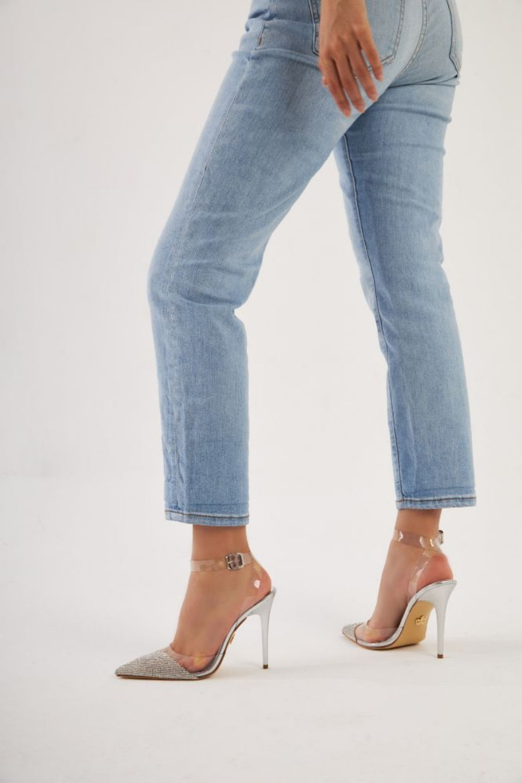Dubai Crystal Clear Stiletto Heels – Silver