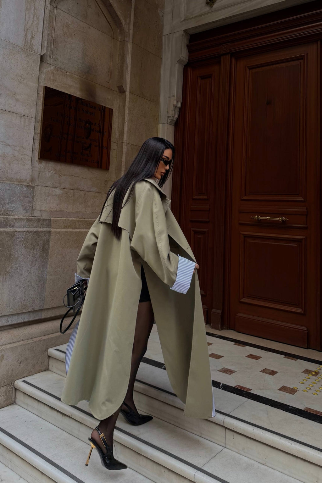 Sable Contrast Panel Trench Coat – Camel