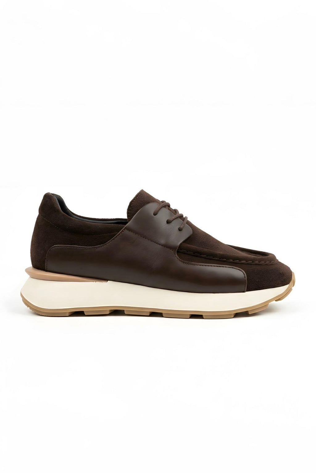 Brown 100% Genuine Leather Ultra Lightweight EVA Sole Sneaker