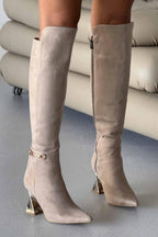 Norevia Buckle-Detail Knee-High Boots – Brown