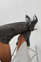 Velmora Croc-Texture Knee-High Boots