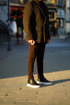 Armin Black 100% Genuine Leather Pool Eva Sole Sneakers