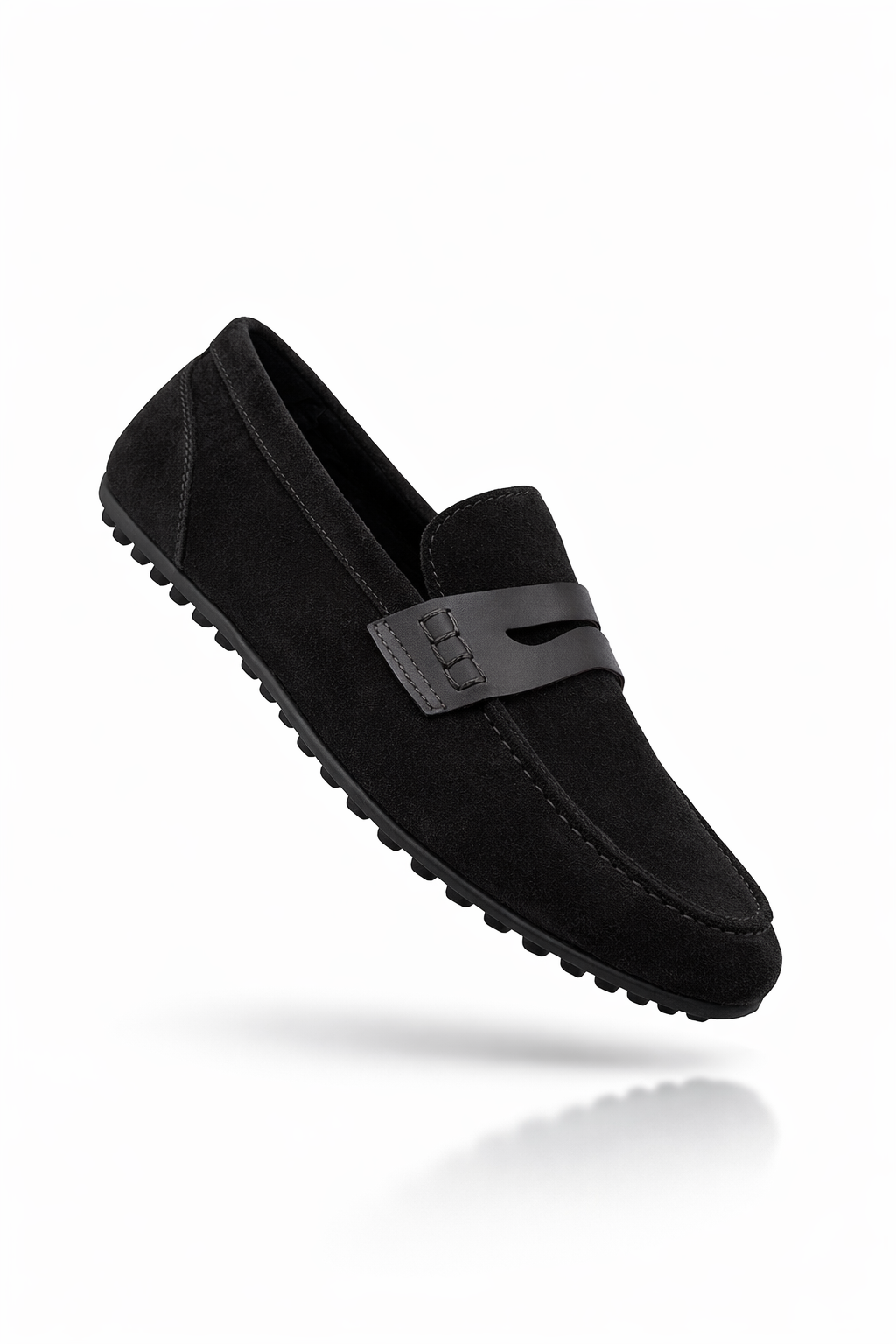 Black Genuine Suede Ultra Flexible Rubber Sole Loafer