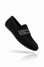 Black Genuine Suede Ultra Flexible Rubber Sole Loafer