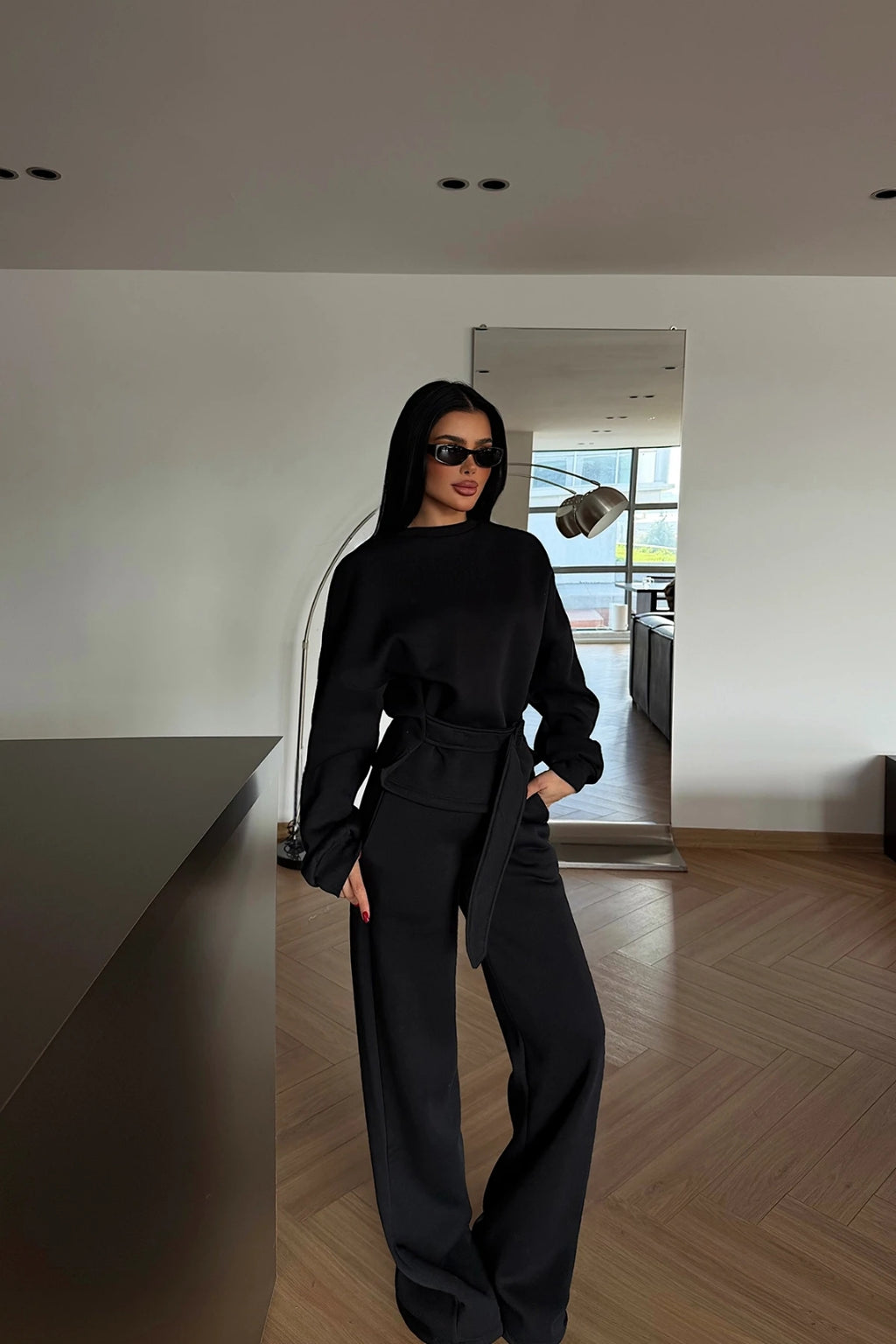 Veylora Sculpted Waist Wide-Leg Lounge Set