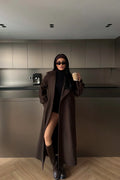 Verya Longline Belted Coat – Bitter Brown