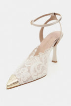 Celestia Royale Lace Couture Ankle Strap Heels – Burgundy