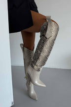 Velmora Croc-Texture Knee-High Boots