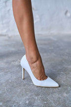 Sity Hakiki Deri Beyaz Stiletto (10 CM)