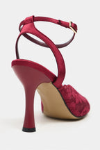 Celestia Royale Lace Couture Ankle Strap Heels – Burgundy