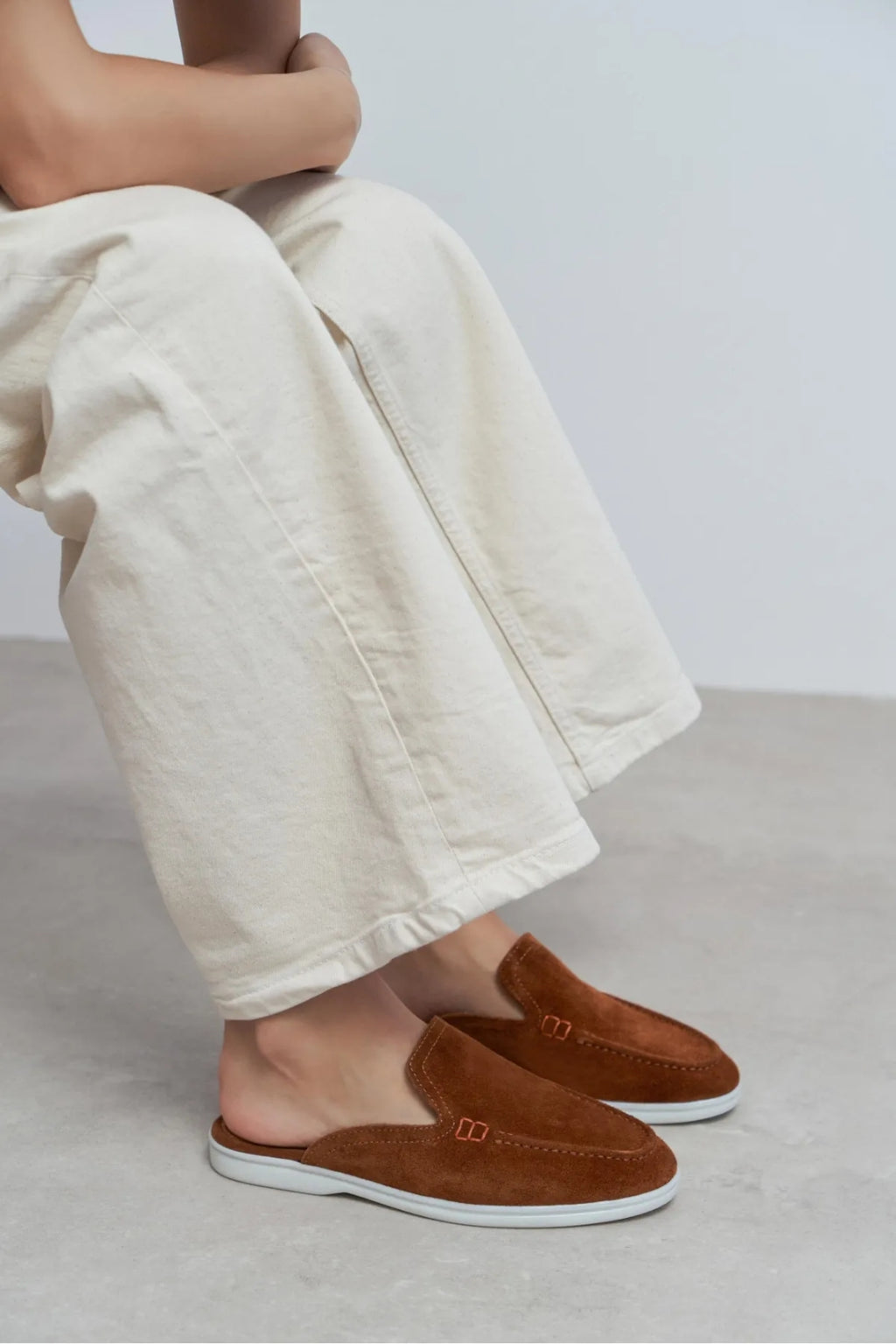 Sorrento – Handcrafted Genuine Suede Leather Mule Loafers – Navy Suede