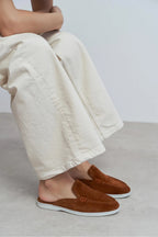 Sorrento – Handcrafted Genuine Suede Leather Mule Loafers – Navy Suede