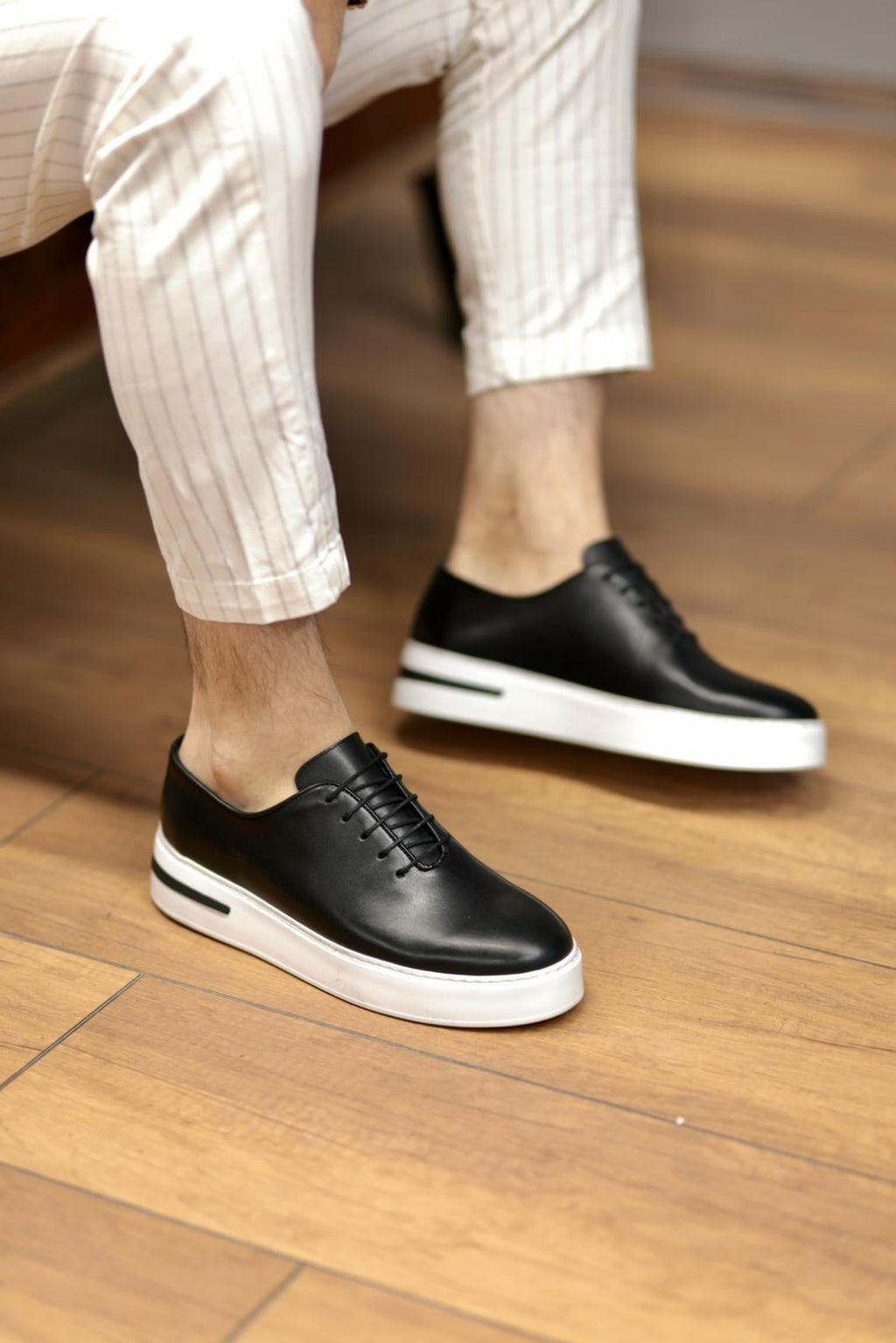 Martin Black 100% Genuine Leather Soft and Lightweight EVA Sole Sneaker