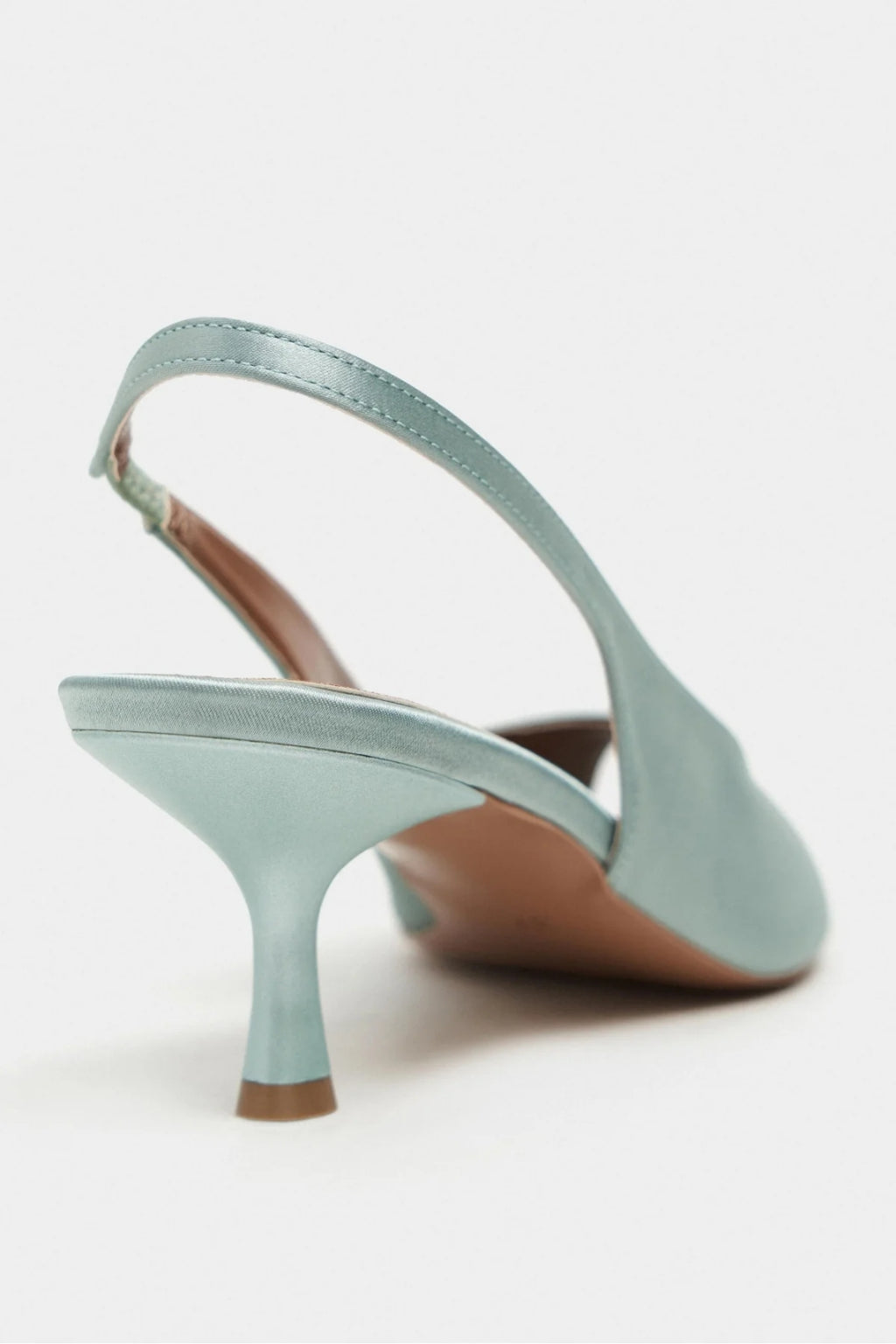 Aurelia Satin Peep-Toe Slingback Kitten Heels – Salmon Satin