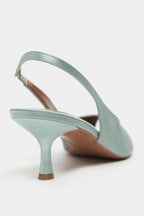 Aurelia Satin Peep-Toe Slingback Kitten Heels – Salmon Satin