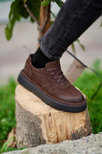 Moreno Kahverengi %100 Hakiki Nubuk Deri 4 CM Eva Taban Sneaker