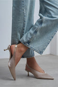 Wilson Slingback Satin Kitten Heels – Sand