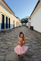 Amelisse Pink Gingham Bow Mini Dress