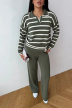 Blythe Striped Polo Knit Two-Piece Set