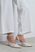 Celestia Royale Lace Couture Ankle Strap Heels – White