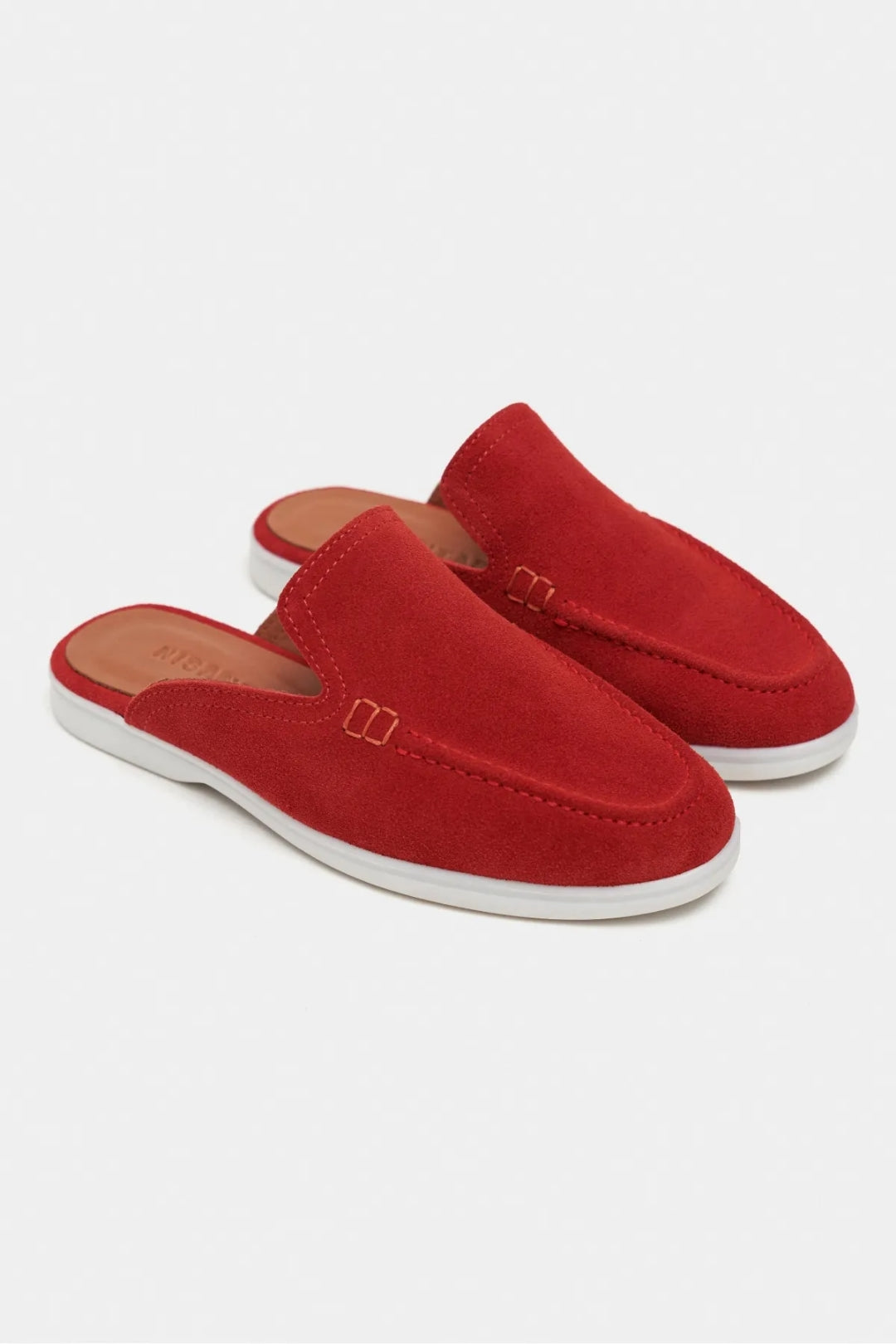 Sorrento – Handcrafted Genuine Suede Leather Mule Loafers – Navy Suede