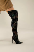 Zavielle Over-the-Knee Stiletto Boots – Metallic Silver