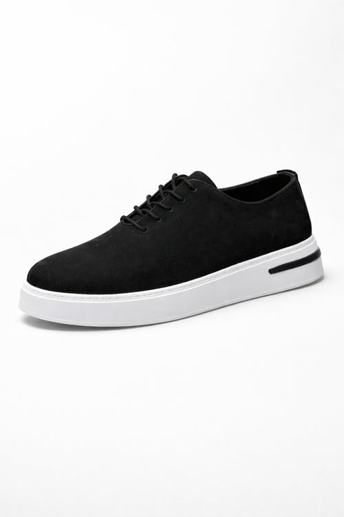 Black Genuine Nubuck Leather Ultralight Eva Sole Sneakers