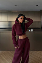 Arden Scarf-Hood Cropped Tracksuit – Smoke Grey