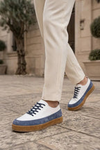Cassian Two-Tone Leather Casual Sneakers – Beige & Brown