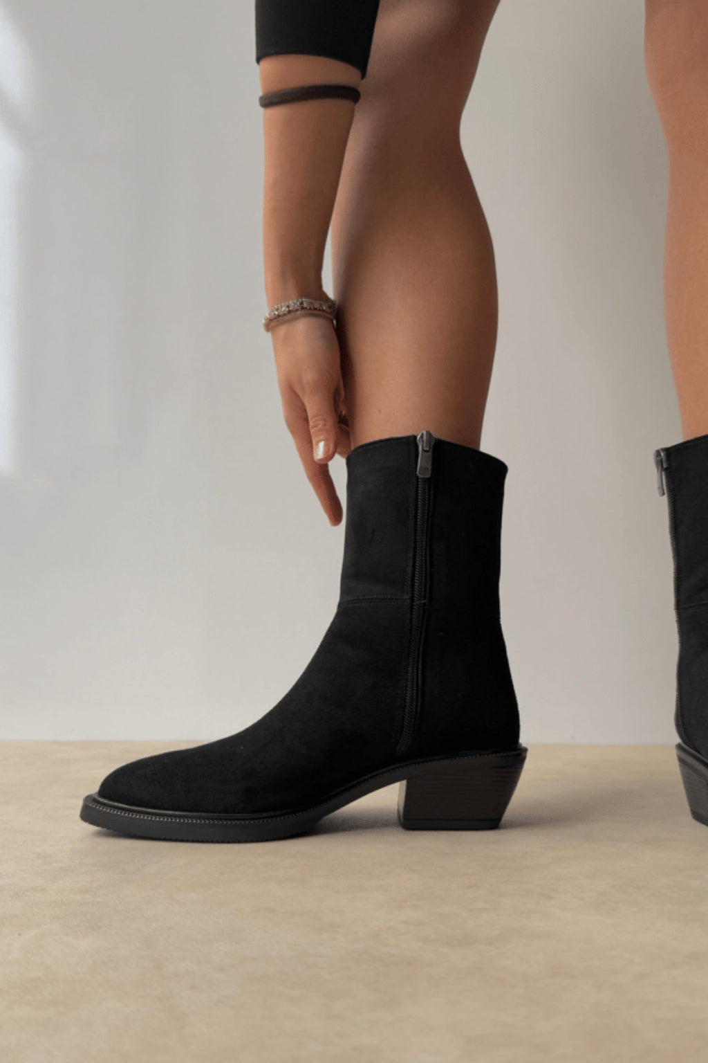 Arielle Short Western Boots – Black Croc
