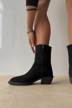 Arielle Short Western Boots – Black Croc